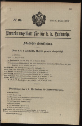 Verordnungsblatt für die Kaiserlich-Königliche Landwehr 19040818 Seite: 1