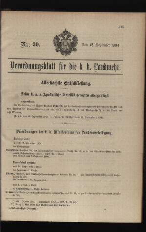 Verordnungsblatt für die Kaiserlich-Königliche Landwehr