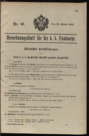 Verordnungsblatt für die Kaiserlich-Königliche Landwehr 19041022 Seite: 1