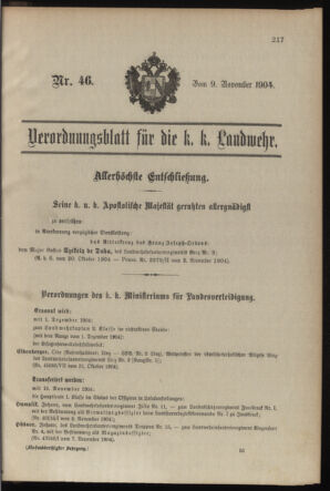 Verordnungsblatt für die Kaiserlich-Königliche Landwehr 19041109 Seite: 1