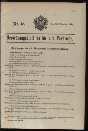 Verordnungsblatt für die Kaiserlich-Königliche Landwehr 19041124 Seite: 1