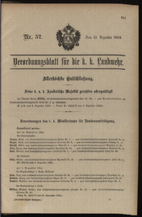 Verordnungsblatt für die Kaiserlich-Königliche Landwehr 19041213 Seite: 1