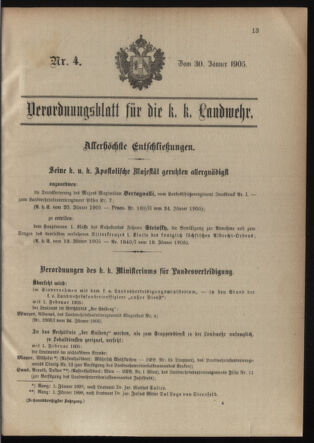 Verordnungsblatt für die Kaiserlich-Königliche Landwehr 19050130 Seite: 1