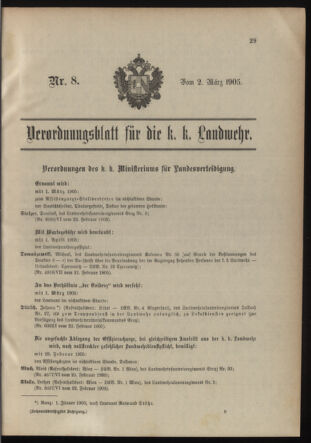 Verordnungsblatt für die Kaiserlich-Königliche Landwehr