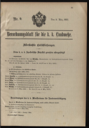 Verordnungsblatt für die Kaiserlich-Königliche Landwehr 19050311 Seite: 1