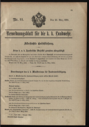 Verordnungsblatt für die Kaiserlich-Königliche Landwehr 19050323 Seite: 1