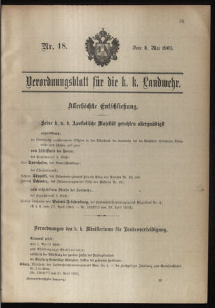 Verordnungsblatt für die Kaiserlich-Königliche Landwehr 19050504 Seite: 1