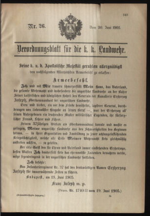 Verordnungsblatt für die Kaiserlich-Königliche Landwehr