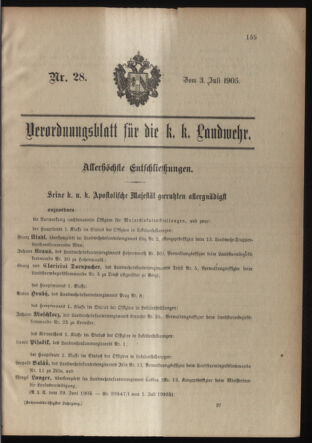 Verordnungsblatt für die Kaiserlich-Königliche Landwehr 19050703 Seite: 1