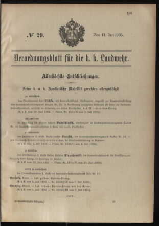 Verordnungsblatt für die Kaiserlich-Königliche Landwehr 19050714 Seite: 1