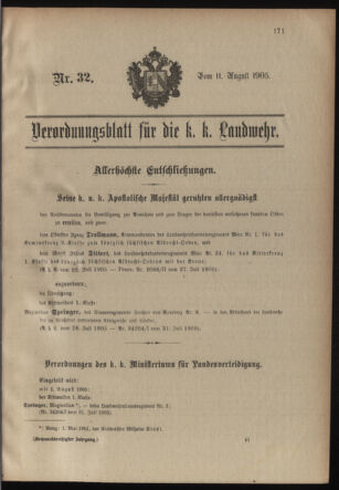 Verordnungsblatt für die Kaiserlich-Königliche Landwehr