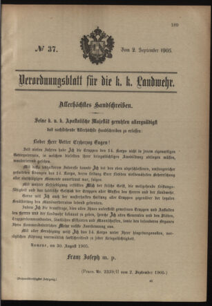 Verordnungsblatt für die Kaiserlich-Königliche Landwehr