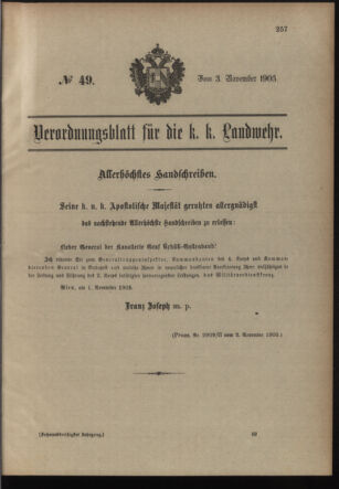 Verordnungsblatt für die Kaiserlich-Königliche Landwehr 19051103 Seite: 1