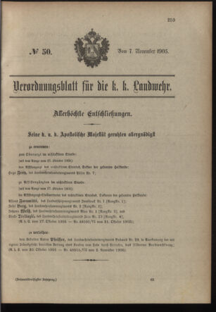 Verordnungsblatt für die Kaiserlich-Königliche Landwehr 19051107 Seite: 1