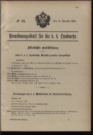 Verordnungsblatt für die Kaiserlich-Königliche Landwehr 19051114 Seite: 1