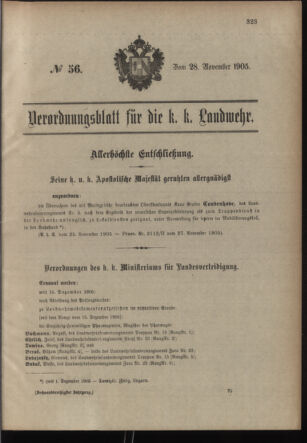 Verordnungsblatt für die Kaiserlich-Königliche Landwehr 19051128 Seite: 1