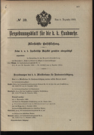 Verordnungsblatt für die Kaiserlich-Königliche Landwehr 19051211 Seite: 1