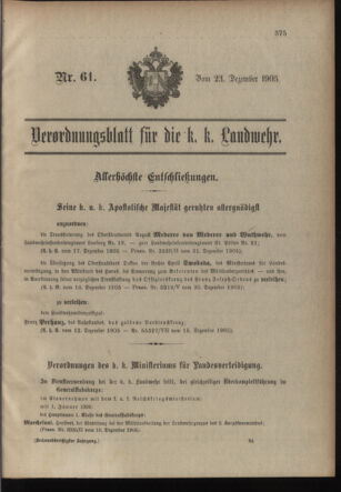 Verordnungsblatt für die Kaiserlich-Königliche Landwehr 19051223 Seite: 1