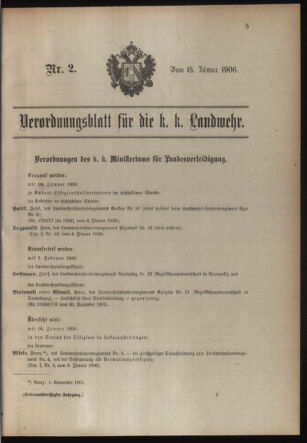 Verordnungsblatt für die Kaiserlich-Königliche Landwehr 19060115 Seite: 1