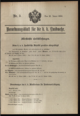 Verordnungsblatt für die Kaiserlich-Königliche Landwehr 19060123 Seite: 1