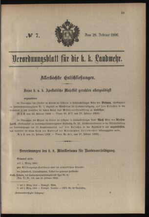 Verordnungsblatt für die Kaiserlich-Königliche Landwehr