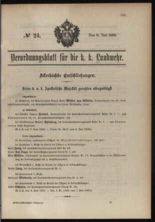 Verordnungsblatt für die Kaiserlich-Königliche Landwehr 19060611 Seite: 1