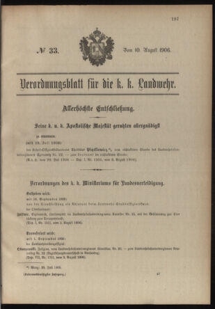 Verordnungsblatt für die Kaiserlich-Königliche Landwehr