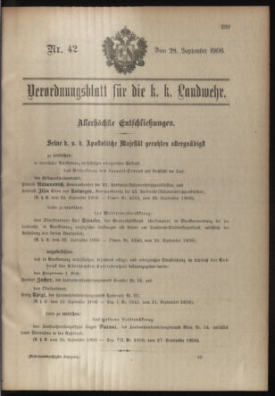 Verordnungsblatt für die Kaiserlich-Königliche Landwehr 19060928 Seite: 1