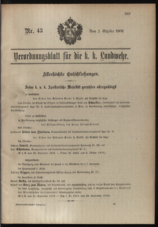 Verordnungsblatt für die Kaiserlich-Königliche Landwehr 19061003 Seite: 1