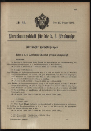 Verordnungsblatt für die Kaiserlich-Königliche Landwehr 19061020 Seite: 1