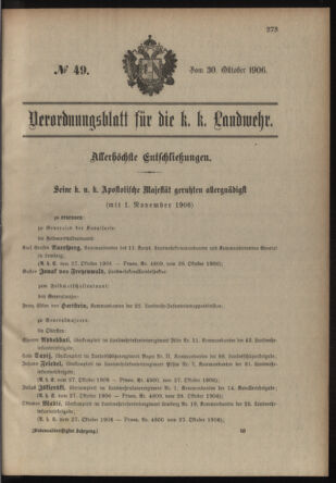 Verordnungsblatt für die Kaiserlich-Königliche Landwehr 19061030 Seite: 9