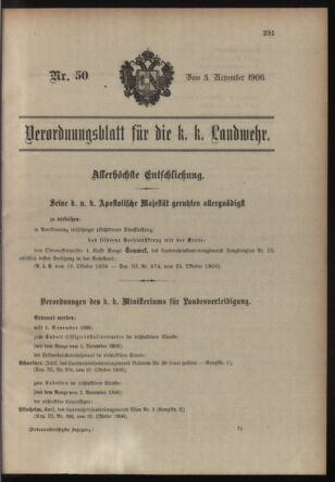 Verordnungsblatt für die Kaiserlich-Königliche Landwehr 19061105 Seite: 1