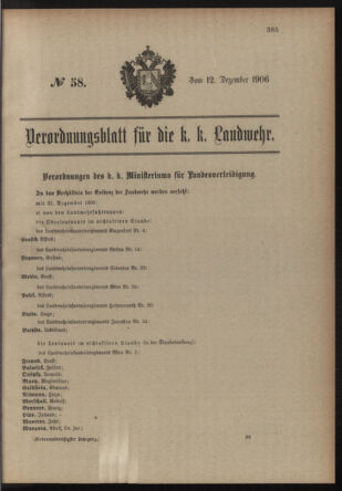 Verordnungsblatt für die Kaiserlich-Königliche Landwehr 19061212 Seite: 5