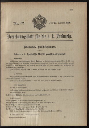 Verordnungsblatt für die Kaiserlich-Königliche Landwehr 19061229 Seite: 1