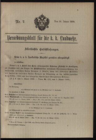 Verordnungsblatt für die Kaiserlich-Königliche Landwehr 19080118 Seite: 1