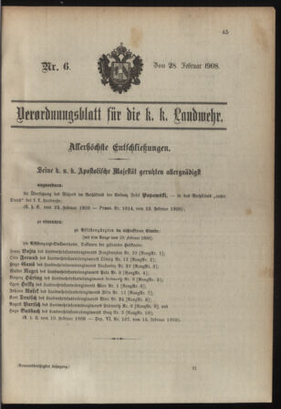 Verordnungsblatt für die Kaiserlich-Königliche Landwehr