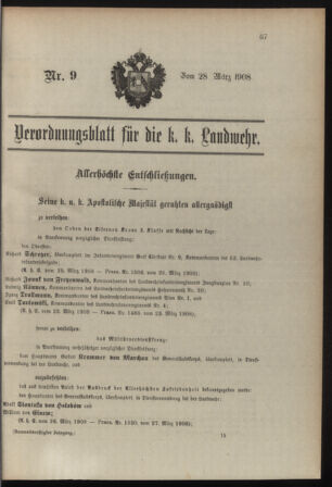 Verordnungsblatt für die Kaiserlich-Königliche Landwehr 19080328 Seite: 1