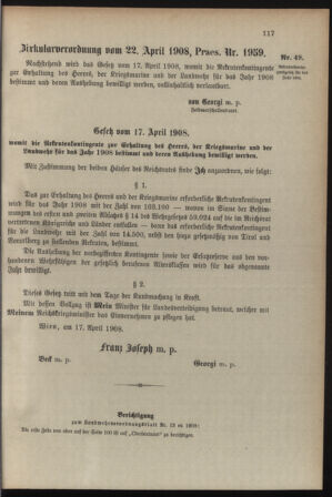 Verordnungsblatt für die Kaiserlich-Königliche Landwehr 19080429 Seite: 7