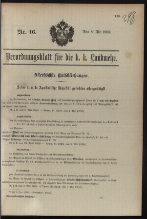 Verordnungsblatt für die Kaiserlich-Königliche Landwehr 19080508 Seite: 1