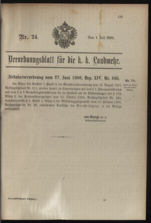 Verordnungsblatt für die Kaiserlich-Königliche Landwehr 19080701 Seite: 1