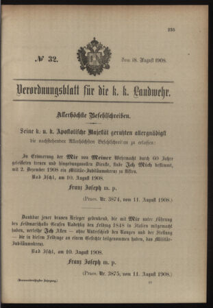 Verordnungsblatt für die Kaiserlich-Königliche Landwehr 19080818 Seite: 5