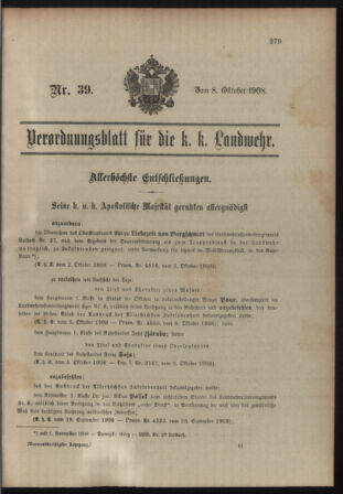 Verordnungsblatt für die Kaiserlich-Königliche Landwehr 19081008 Seite: 1