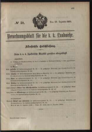 Verordnungsblatt für die Kaiserlich-Königliche Landwehr 19081224 Seite: 1