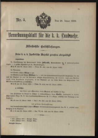 Verordnungsblatt für die Kaiserlich-Königliche Landwehr 19090128 Seite: 1