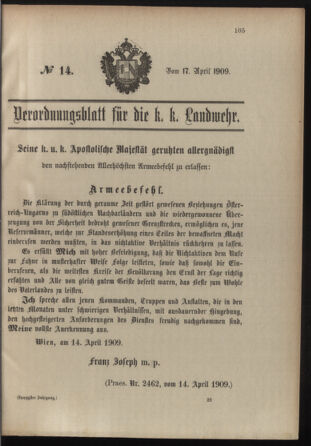 Verordnungsblatt für die Kaiserlich-Königliche Landwehr