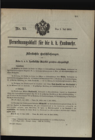 Verordnungsblatt für die Kaiserlich-Königliche Landwehr 19090708 Seite: 1