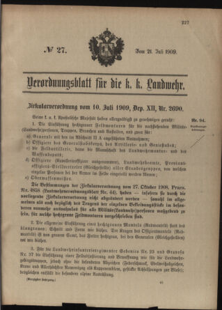 Verordnungsblatt für die Kaiserlich-Königliche Landwehr