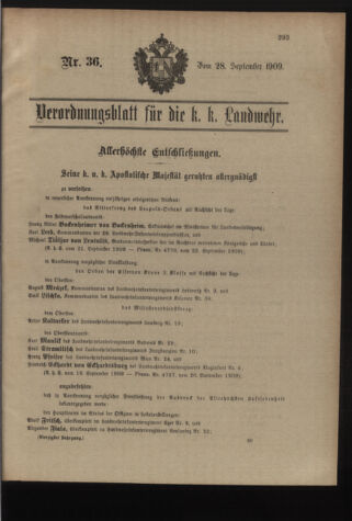 Verordnungsblatt für die Kaiserlich-Königliche Landwehr 19090928 Seite: 1