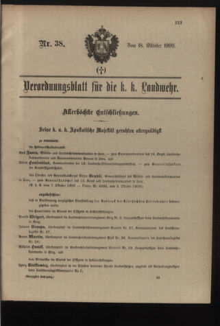 Verordnungsblatt für die Kaiserlich-Königliche Landwehr 19091018 Seite: 1