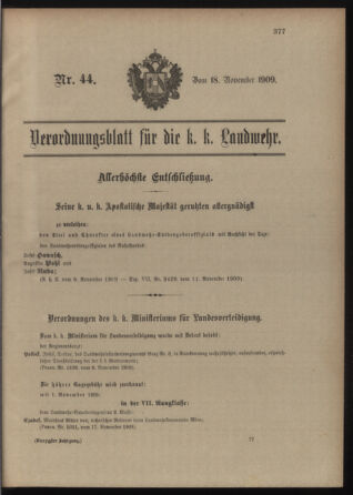 Verordnungsblatt für die Kaiserlich-Königliche Landwehr